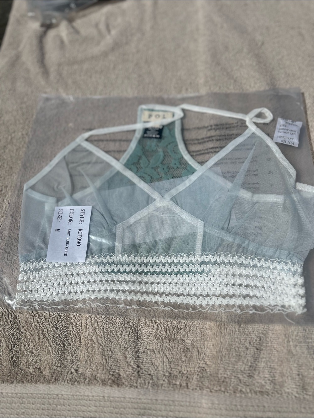 POL White Sheer Lace Bralette with Crochet Band